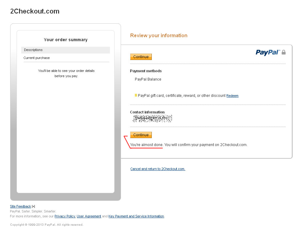 PayPal + 2checkout Step 1