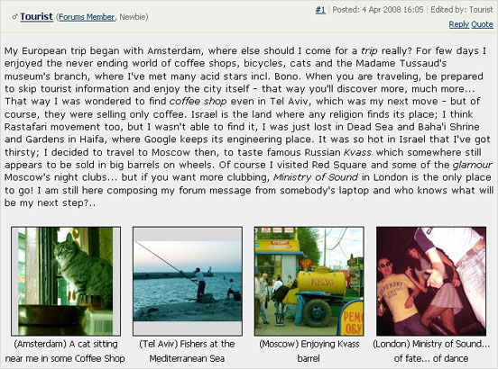 Example screenshot of 4 pictures attached to the message