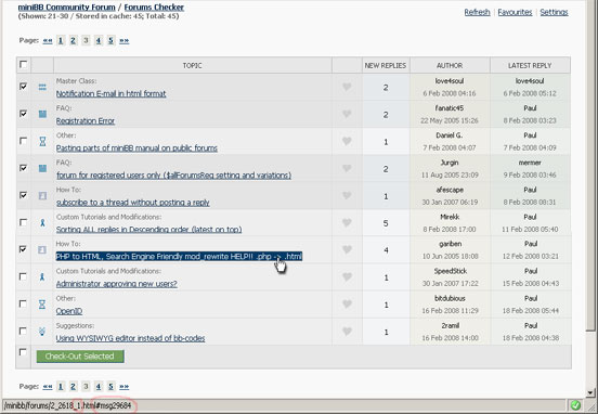 Example screenshot of miniBB Checker