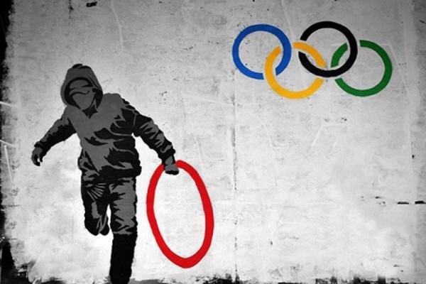 The stolen Olympics ring by Banksy