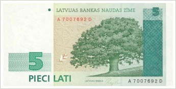 5 Lats banknote