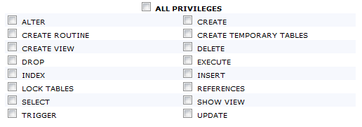 mySQL privileges in cPanel