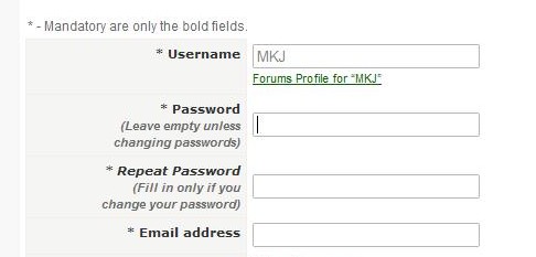 Profile Editing - Password Note