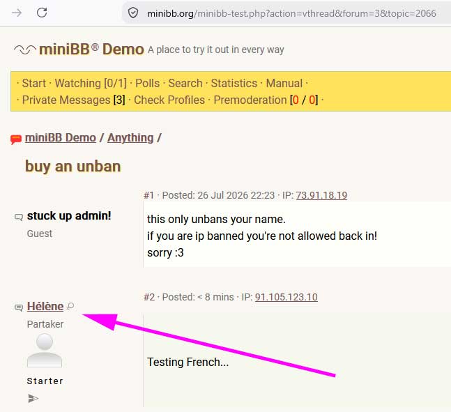 French username demo