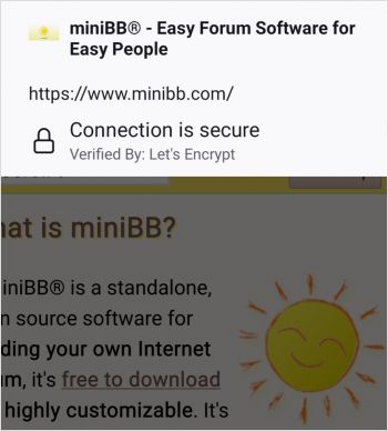 Lets Encrypt on miniBB — Mozilla Firefox mobile