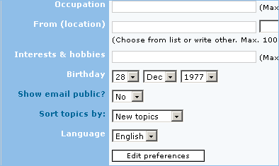 New DropDown Field in miniBB Profile Form